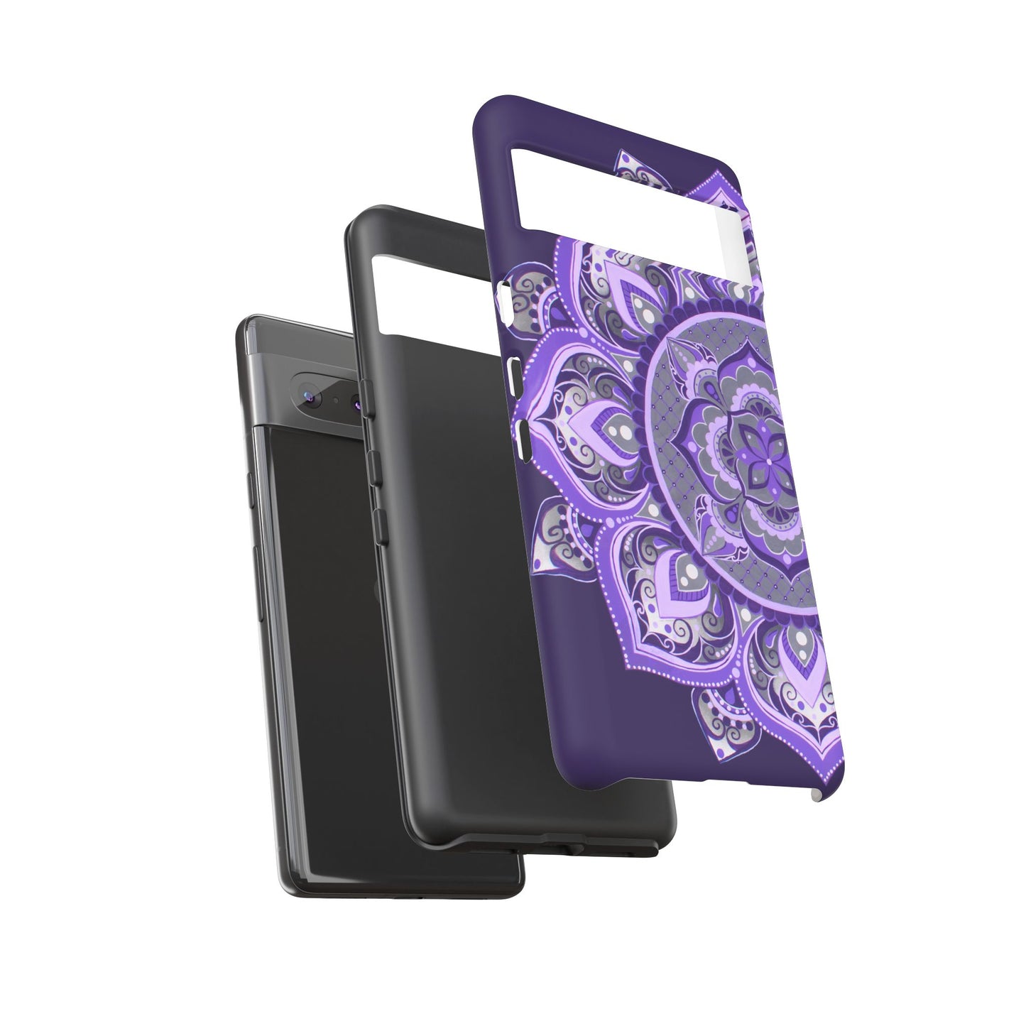 Purple Mandala Tough Phone Case — Protective Floral Boho Phone Cover