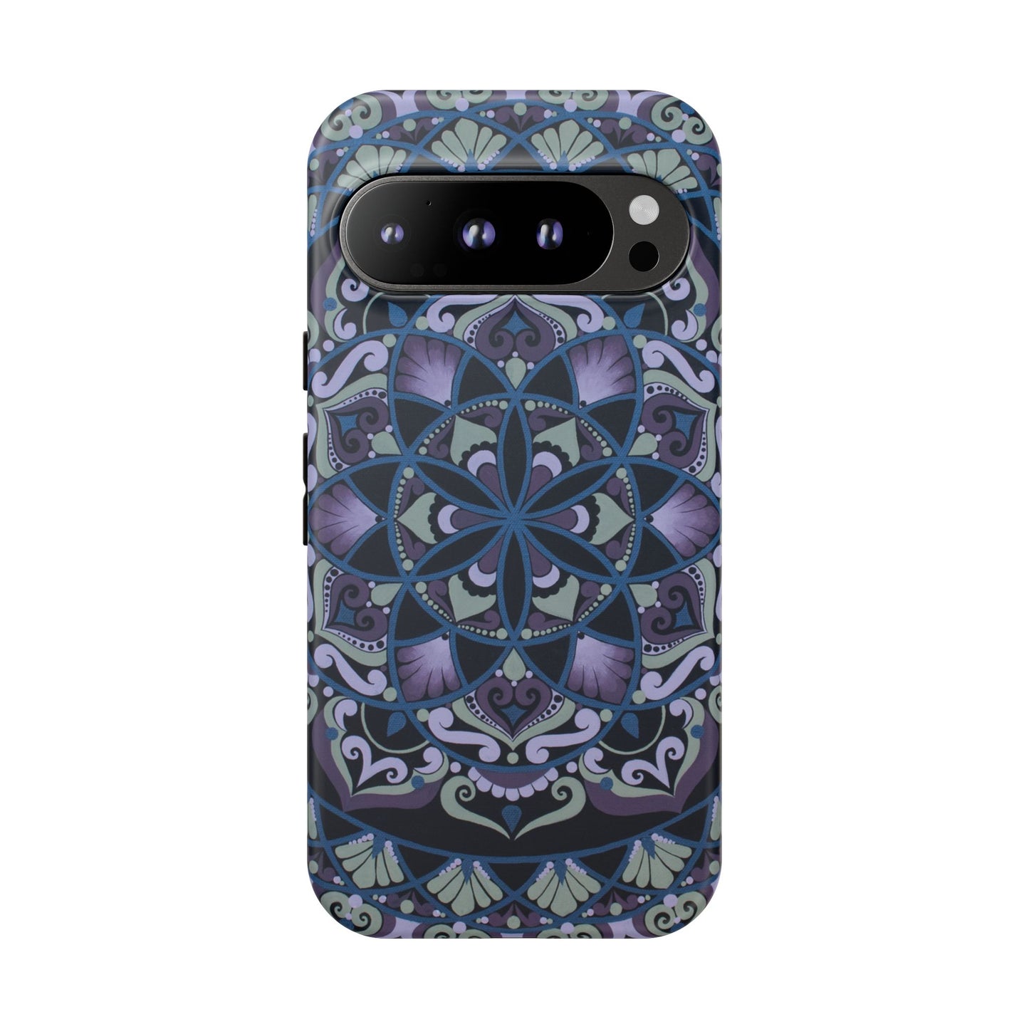 "Wisteria Bloom" Mandala Floral Tough Phone Case — Purple Blue Boho Protective Cover