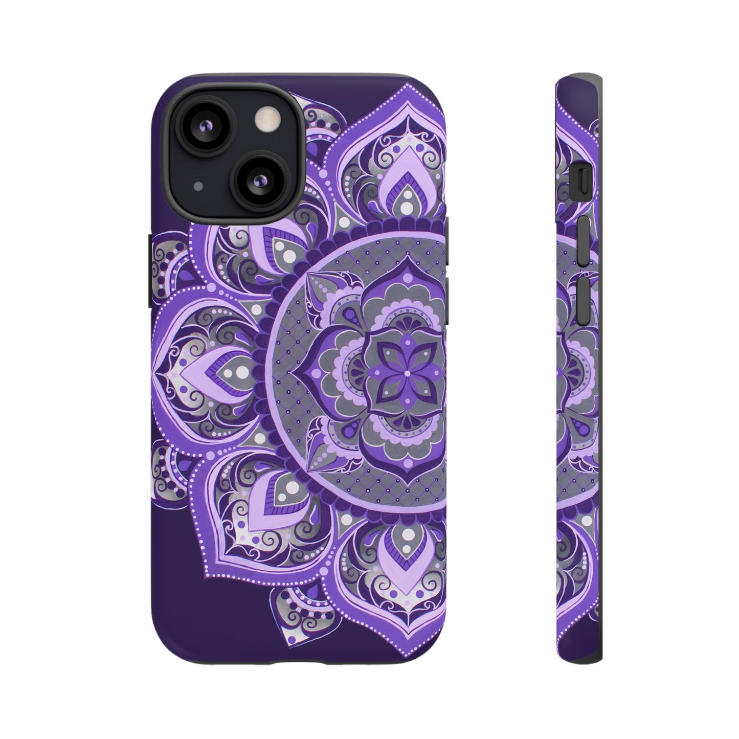 Purple Mandala Tough Phone Case — Protective Floral Boho Phone Cover