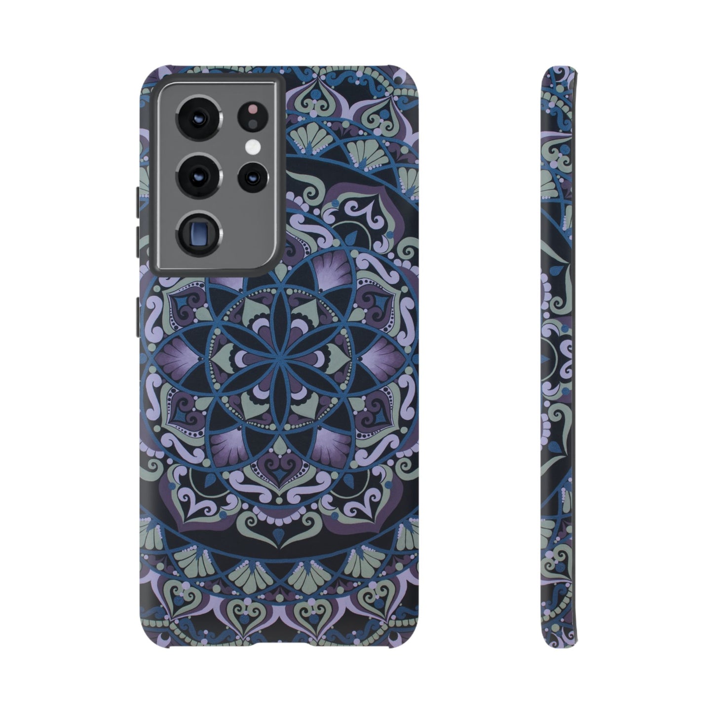 "Wisteria Bloom" Mandala Floral Tough Phone Case — Purple Blue Boho Protective Cover