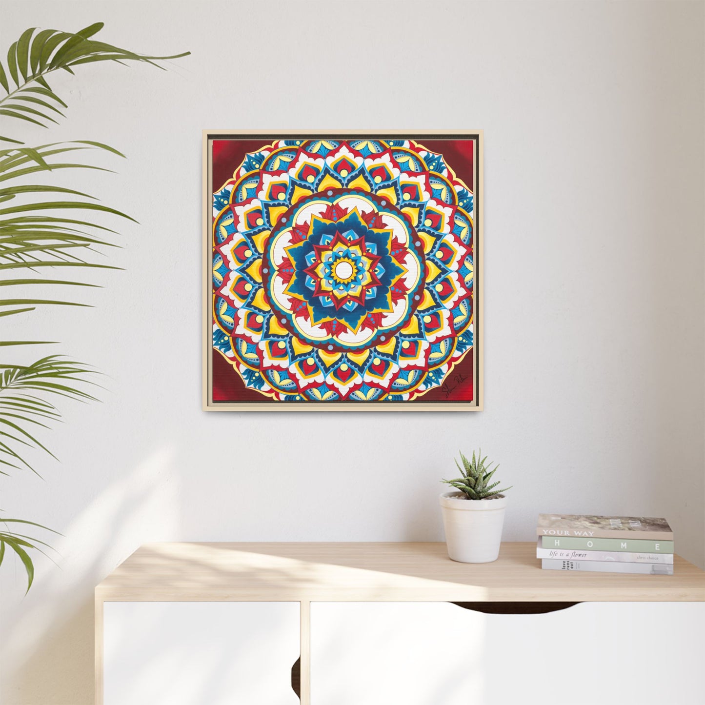 Azul Morning Mandala Matte Canvas Framed Wall Art
