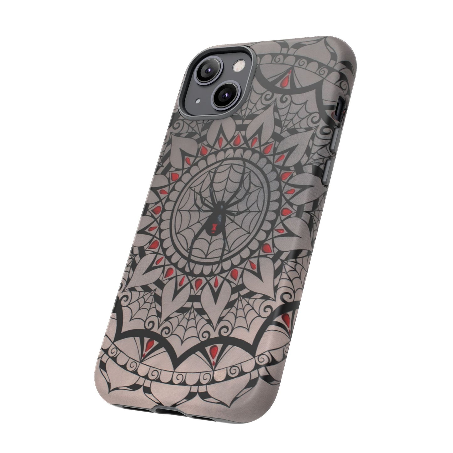 Mandala Spider Tough Phone Case - Gothic Red & Black Protective Cover