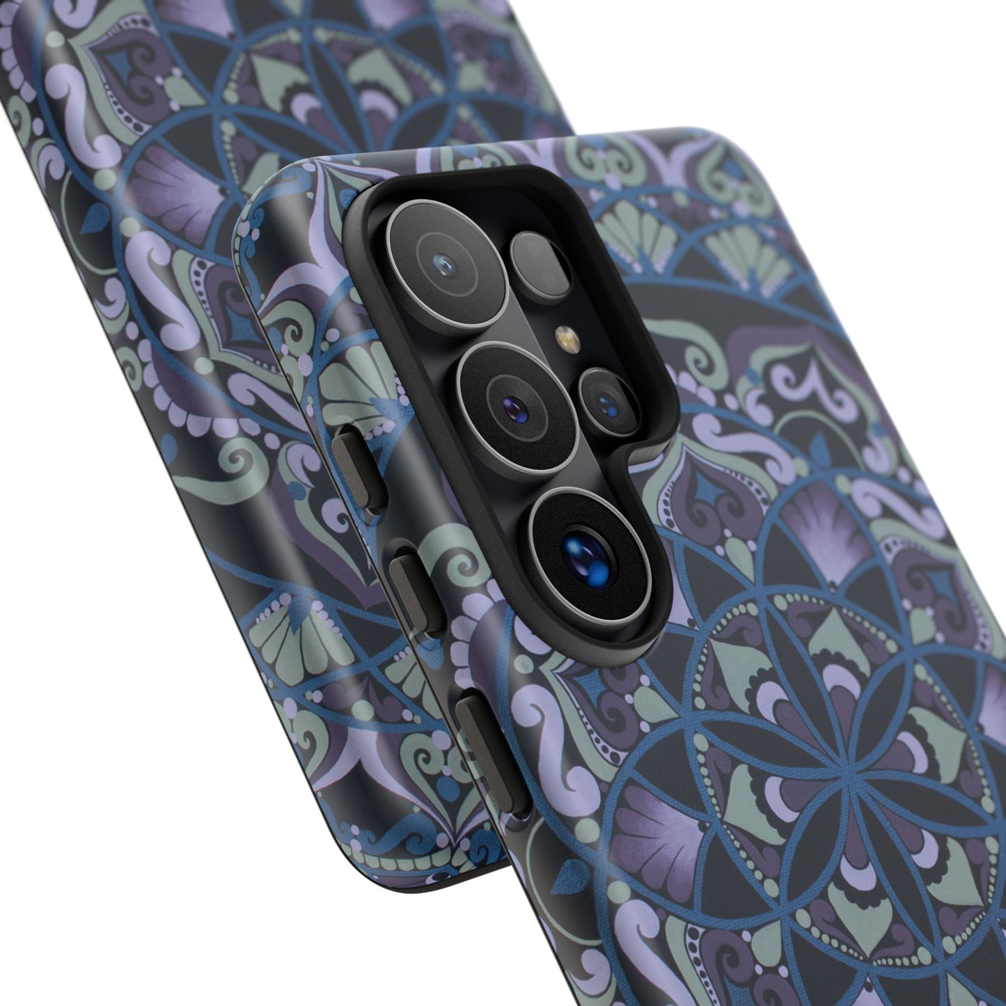 "Wisteria Bloom" Mandala Floral Tough Phone Case — Purple Blue Boho Protective Cover
