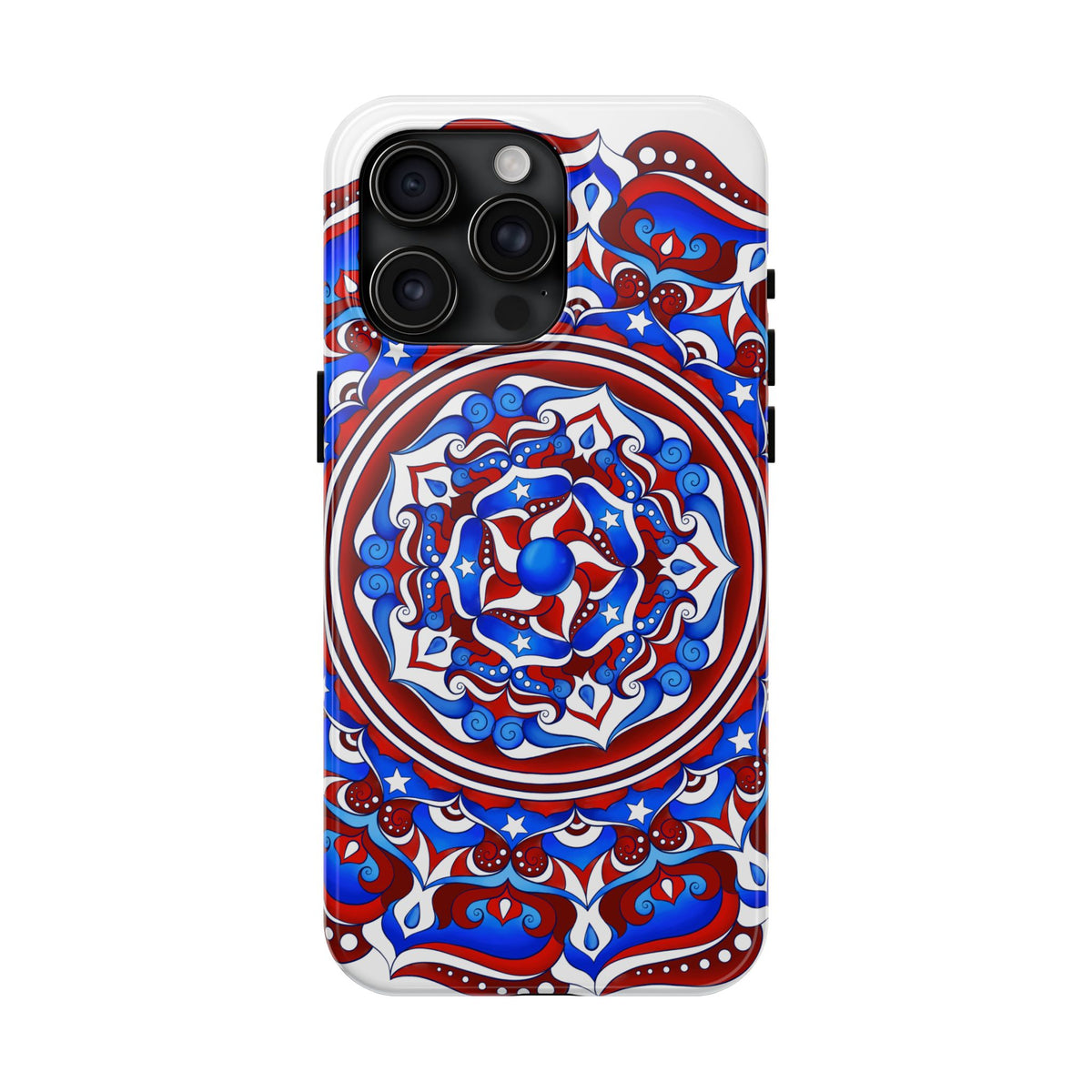 Patriotic Mandala Tough Phone Case — Red White & Blue Boho Cover | 250th Anniversary Gift