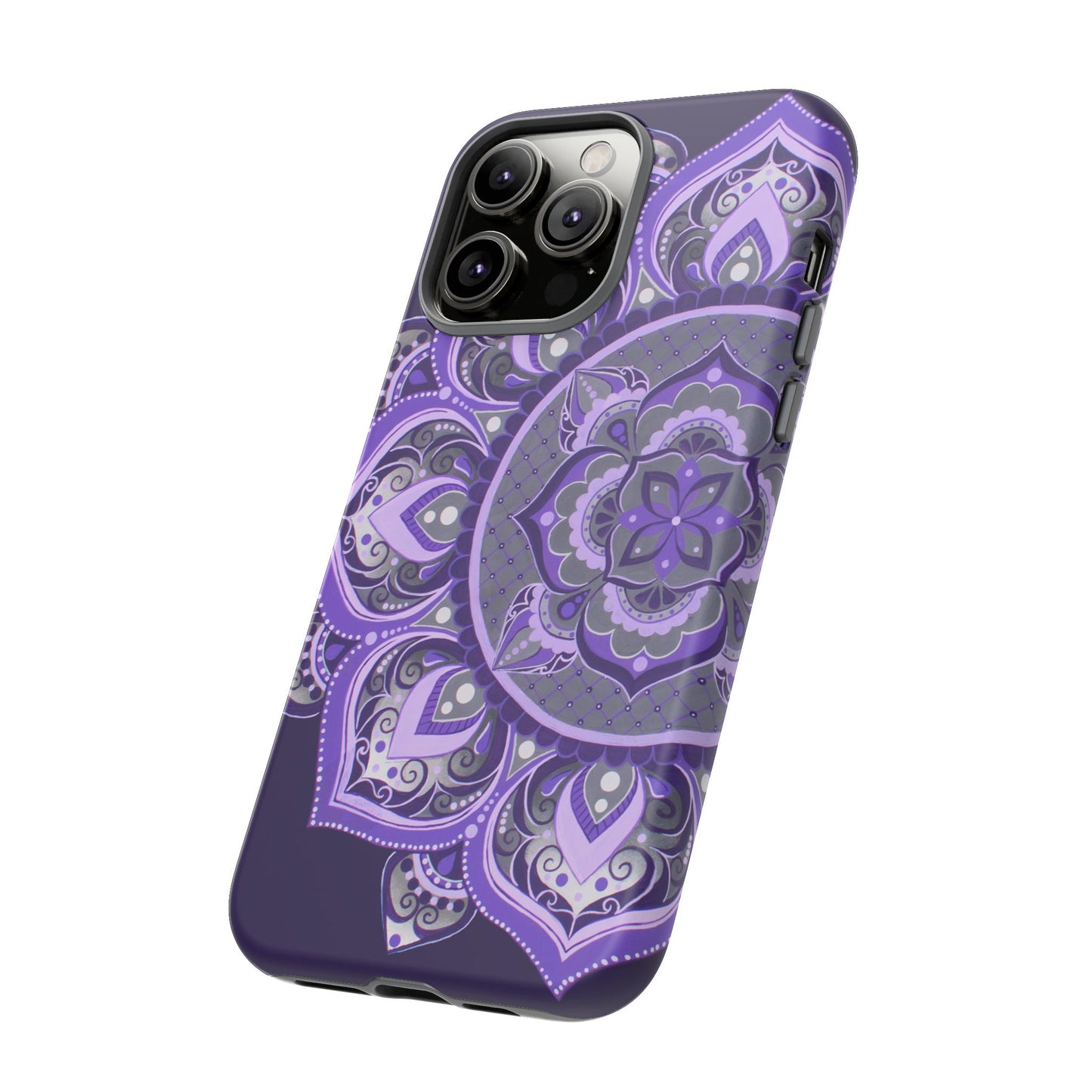 Purple Mandala Tough Phone Case — Protective Floral Boho Phone Cover