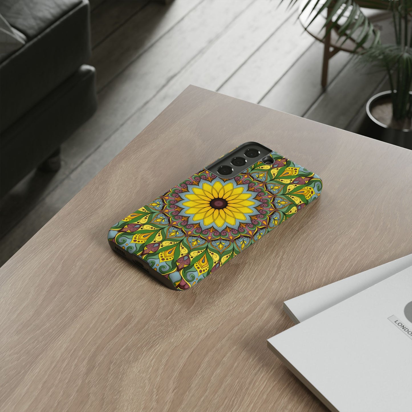 "Black Eyed Susan" Mandala Phone Case — Floral Boho Tough Case