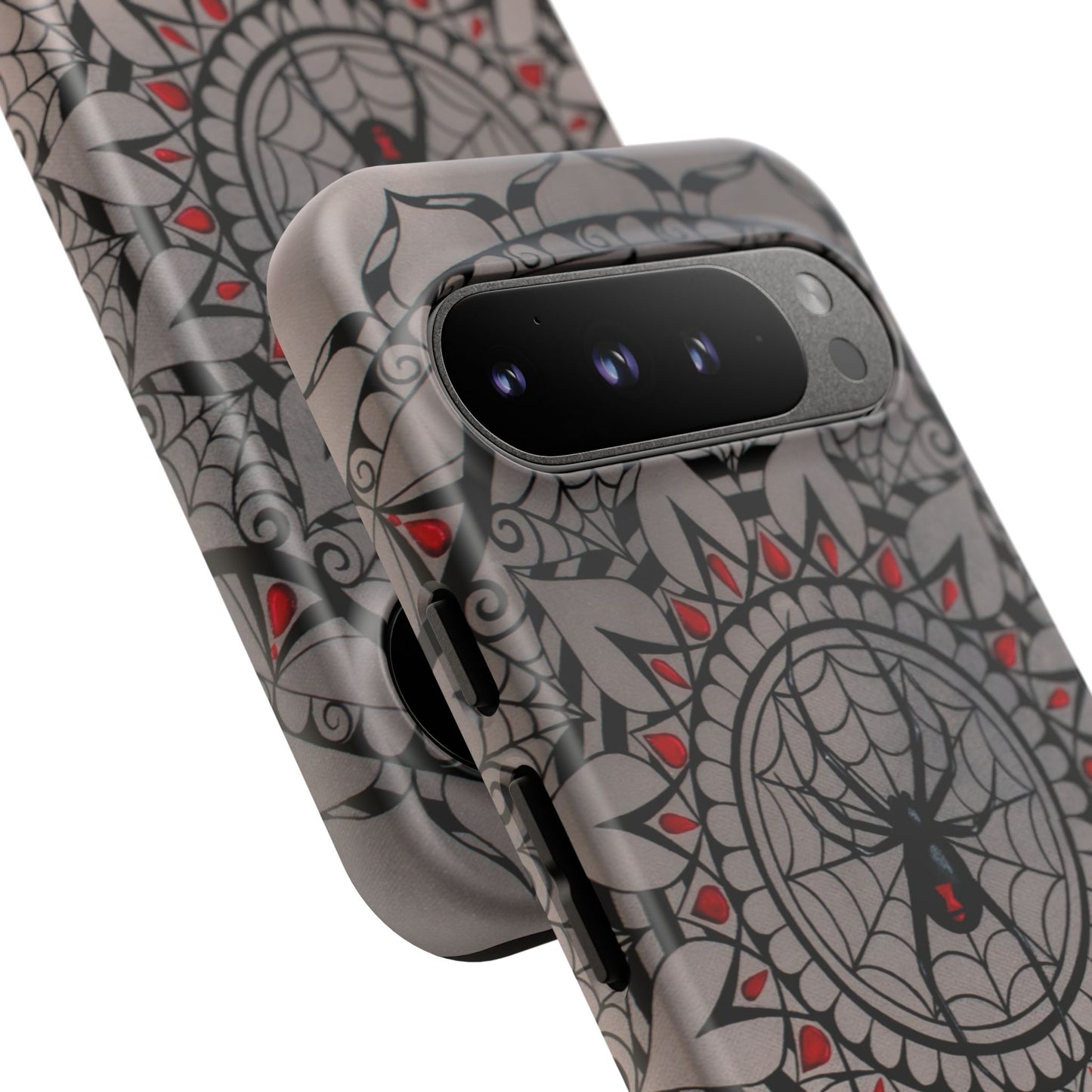 Mandala Spider Tough Phone Case - Gothic Red & Black Protective Cover