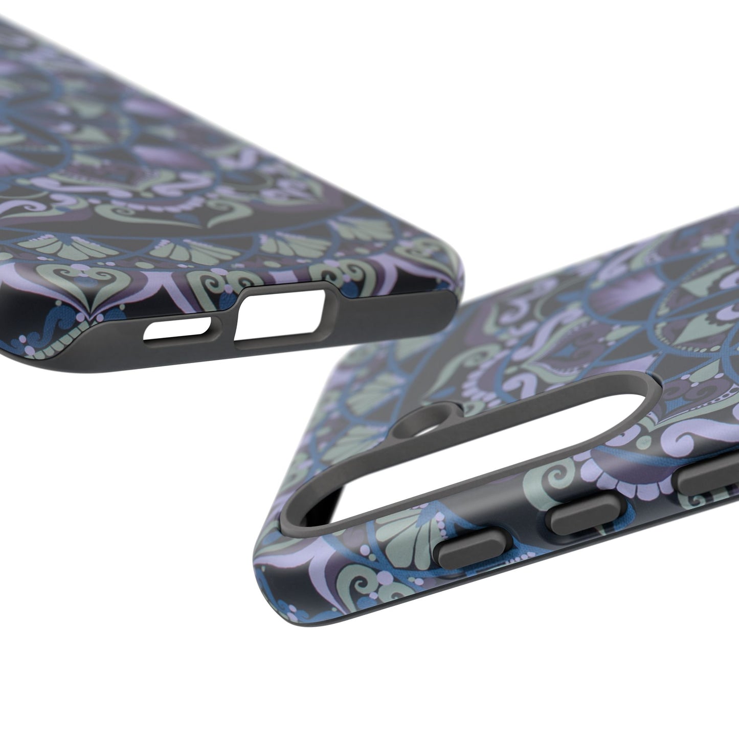"Wisteria Bloom" Mandala Floral Tough Phone Case — Purple Blue Boho Protective Cover