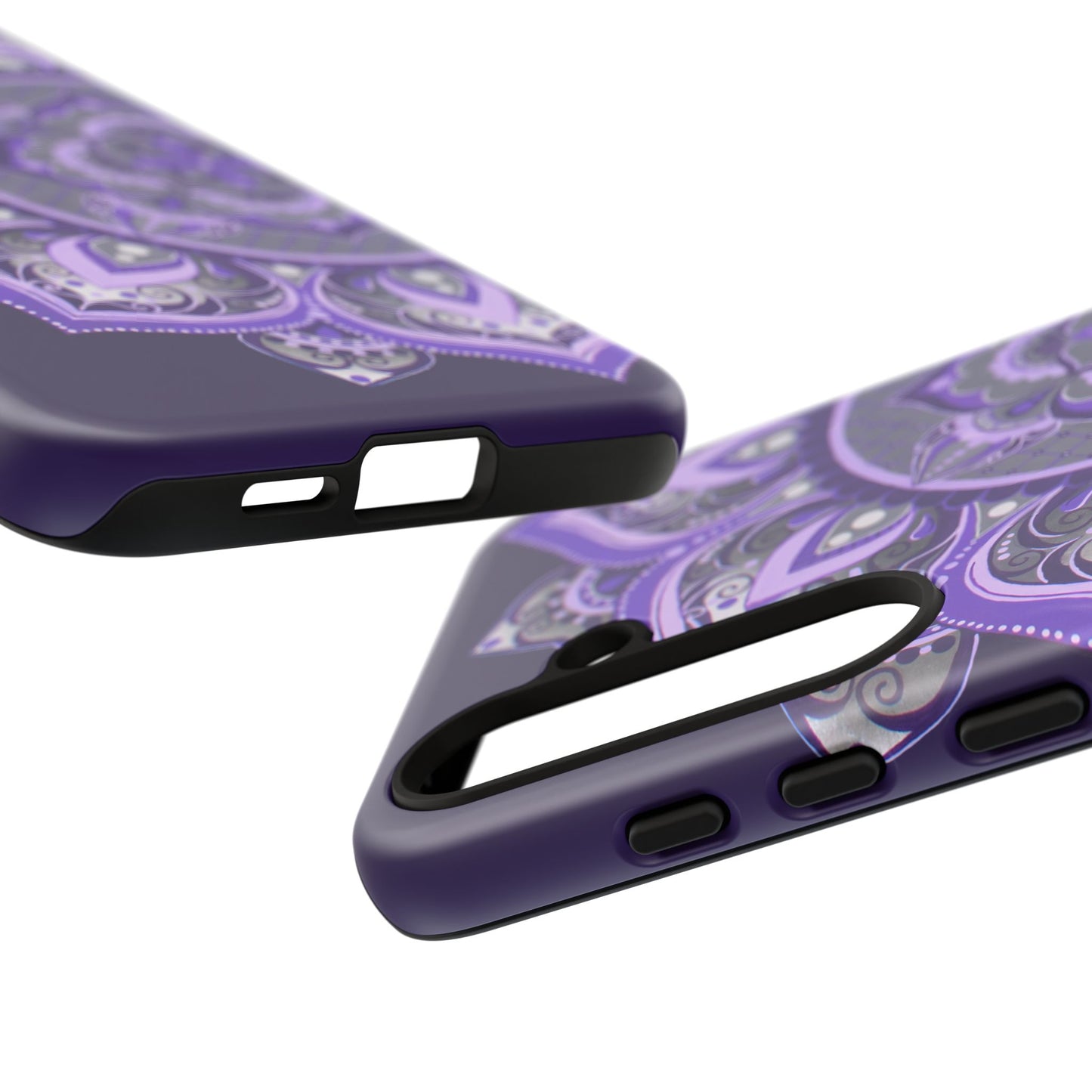 Purple Mandala Tough Phone Case — Protective Floral Boho Phone Cover