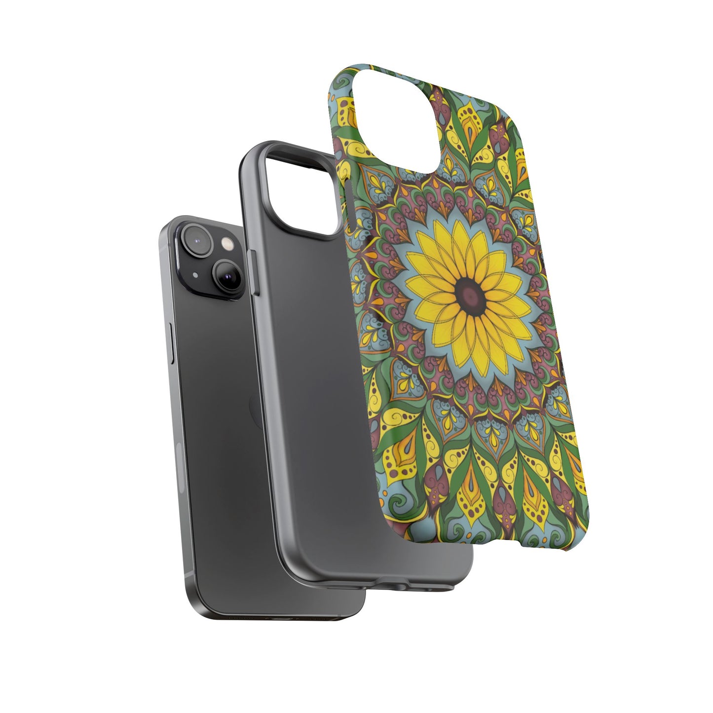 "Black Eyed Susan" Mandala Phone Case — Floral Boho Tough Case