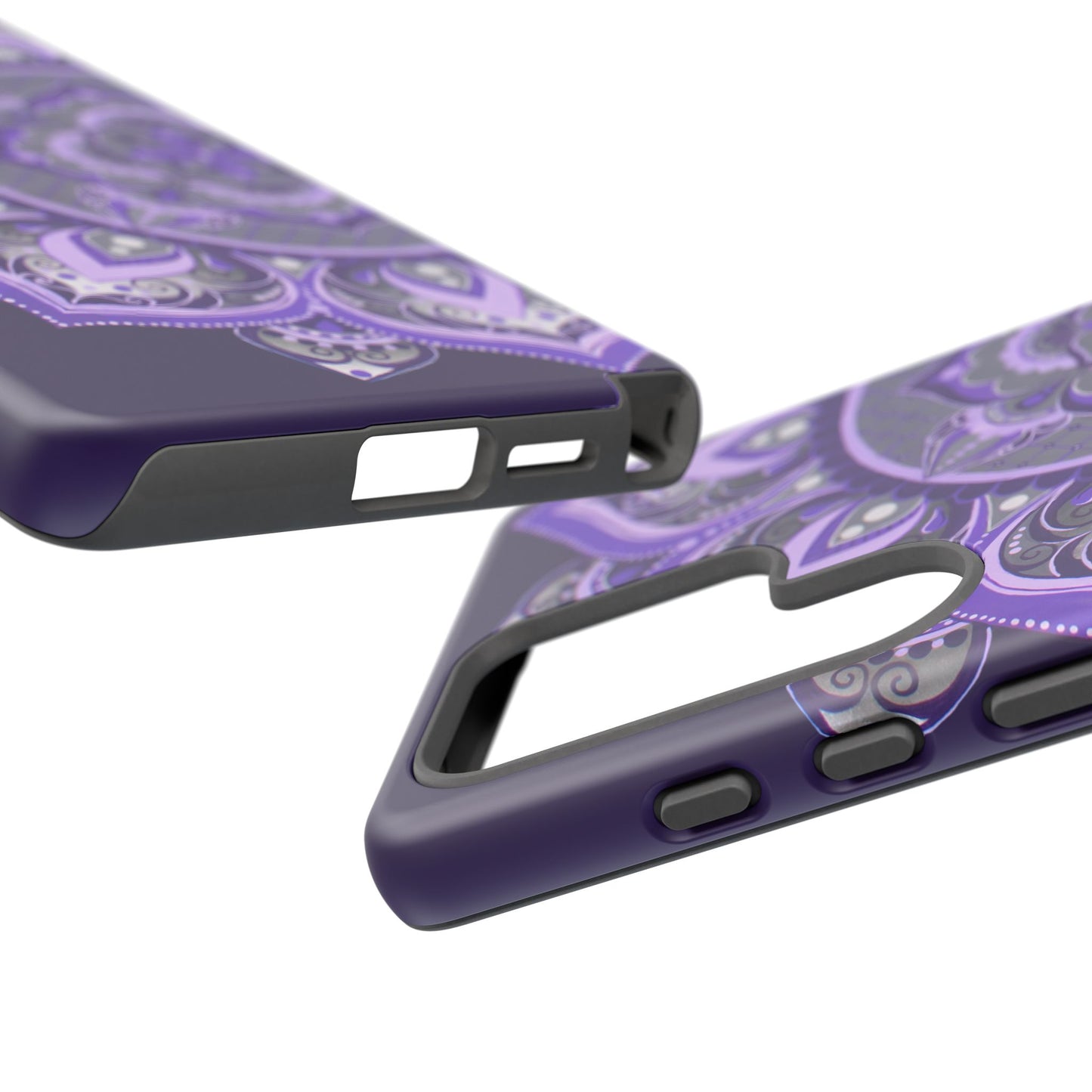 Purple Mandala Tough Phone Case — Protective Floral Boho Phone Cover