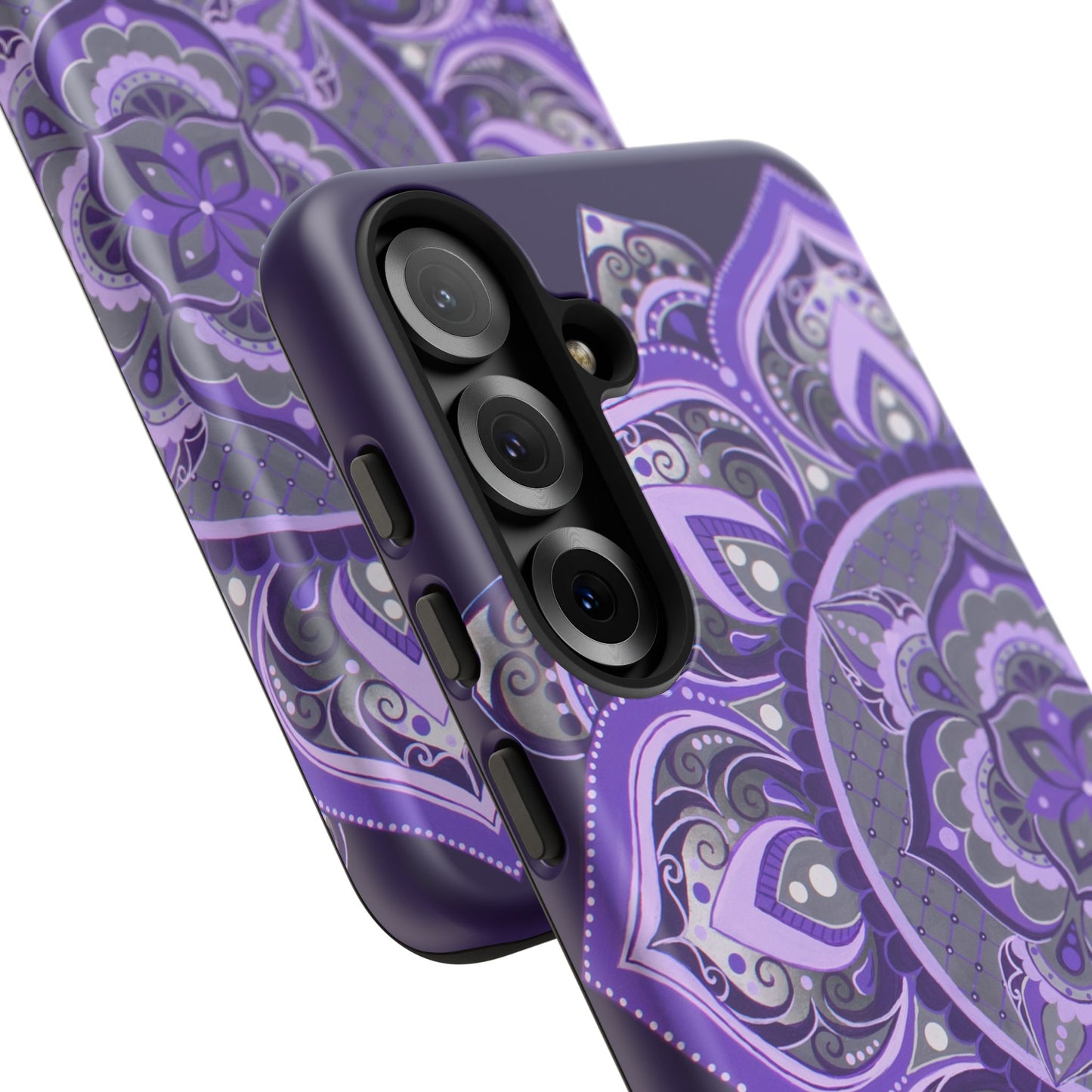 Purple Mandala Tough Phone Case — Protective Floral Boho Phone Cover
