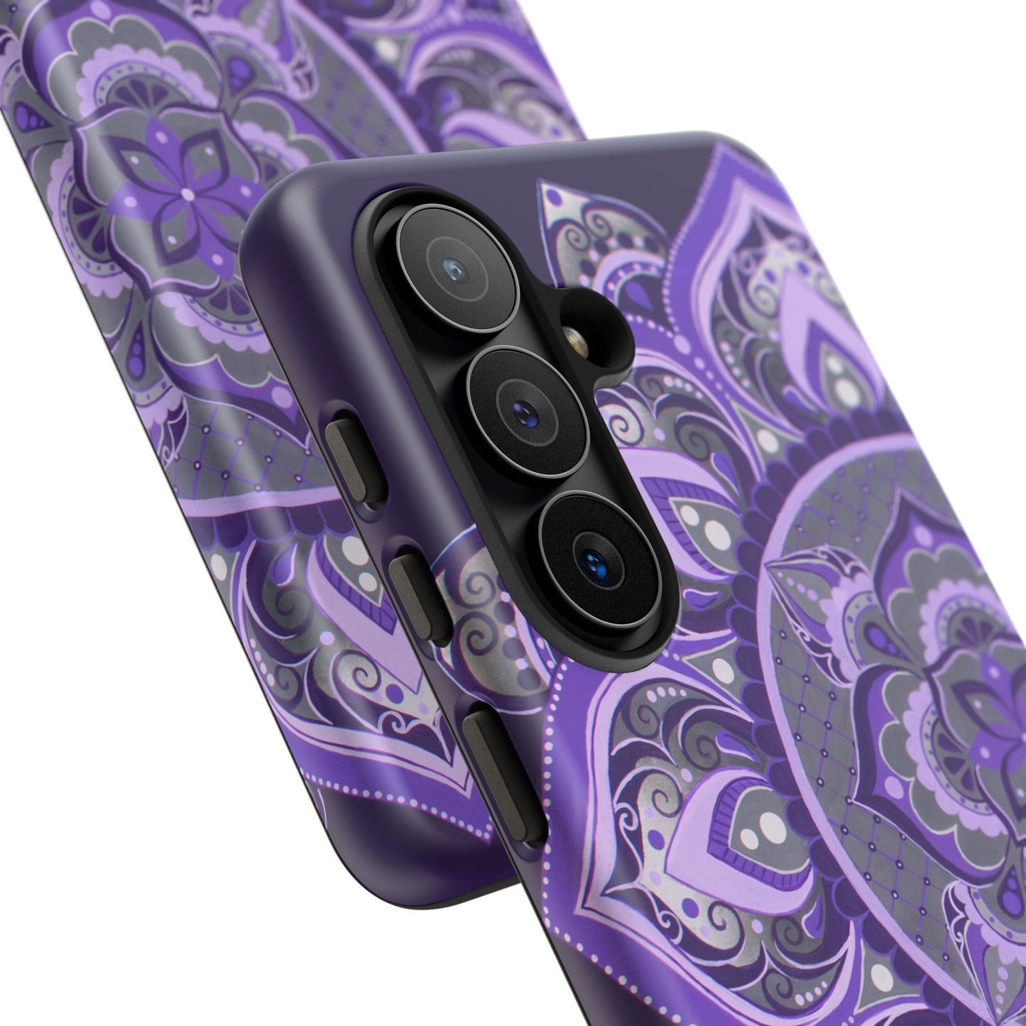 Purple Mandala Tough Phone Case — Protective Floral Boho Phone Cover