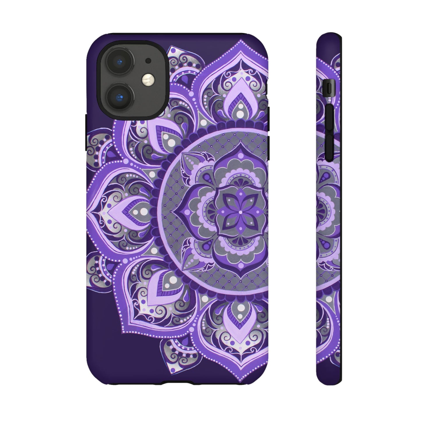 Purple Mandala Tough Phone Case — Protective Floral Boho Phone Cover