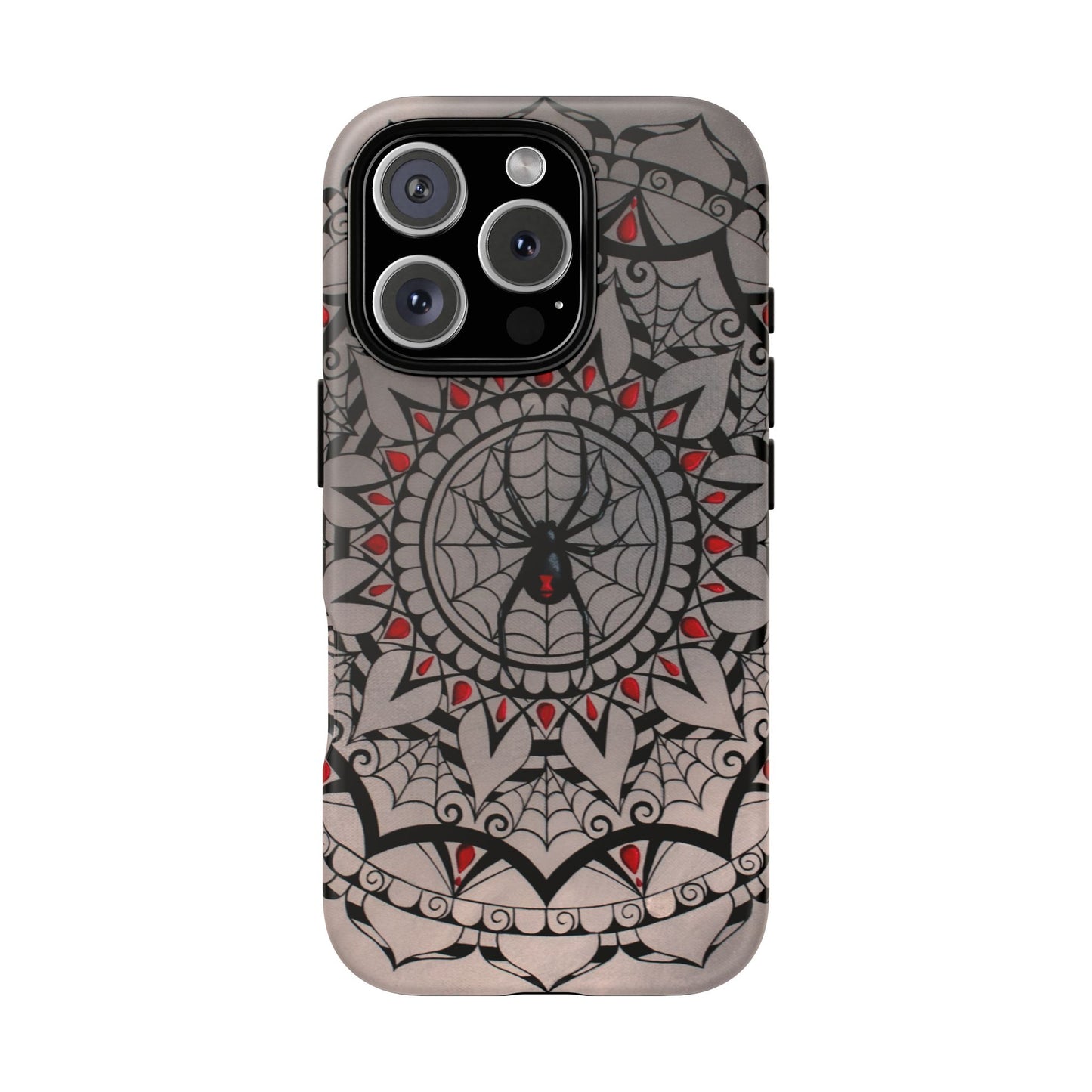 Mandala Spider Tough Phone Case - Gothic Red & Black Protective Cover