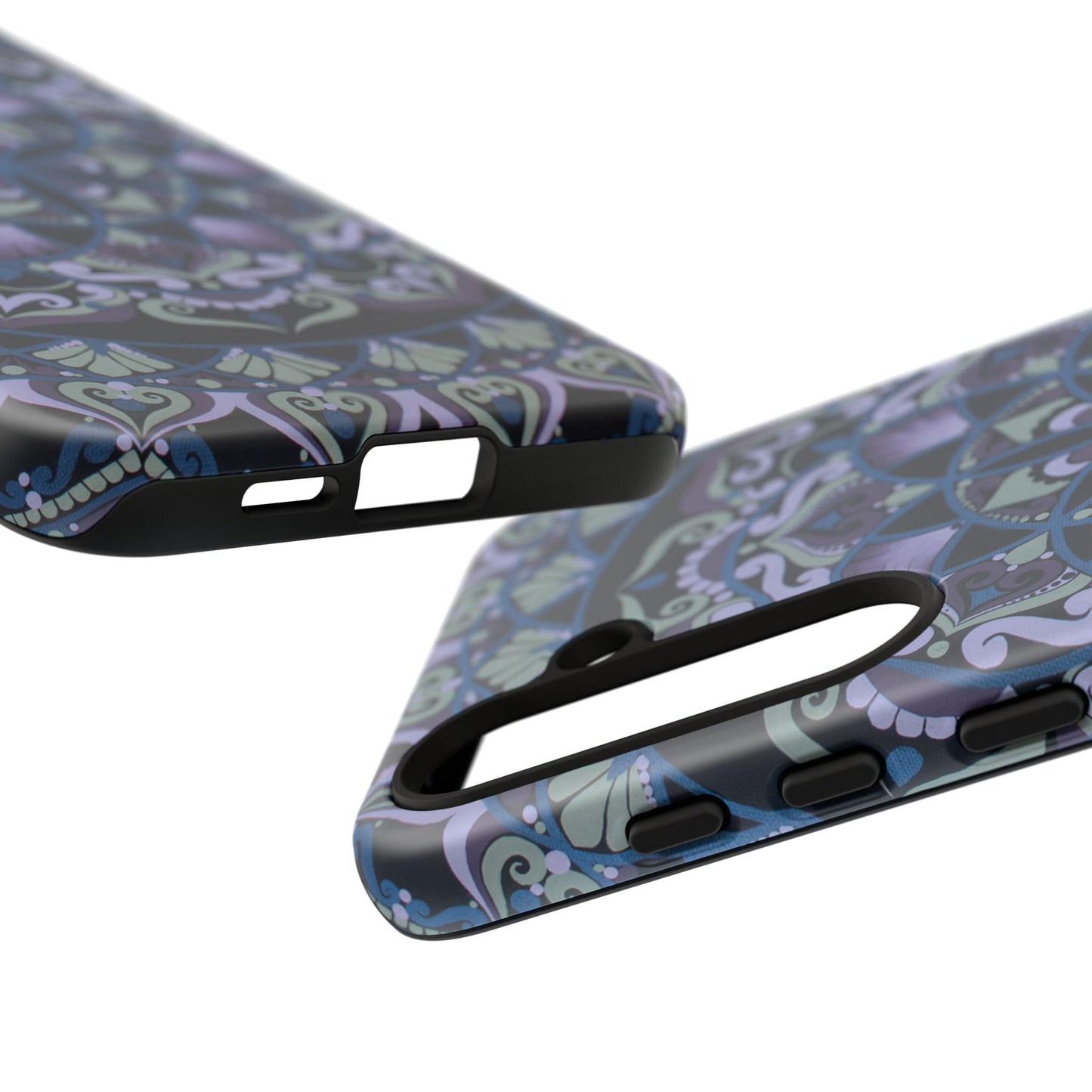 "Wisteria Bloom" Mandala Floral Tough Phone Case — Purple Blue Boho Protective Cover