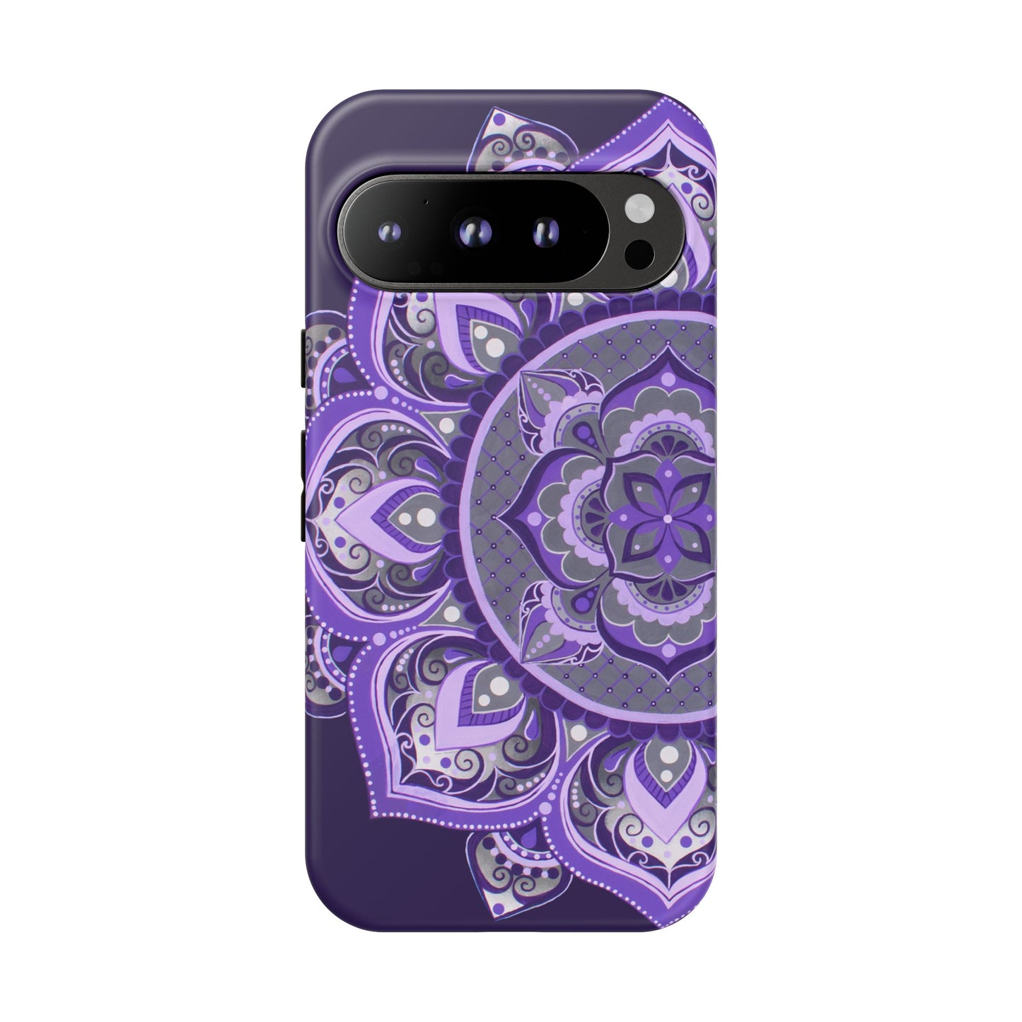 Purple Mandala Tough Phone Case — Protective Floral Boho Phone Cover