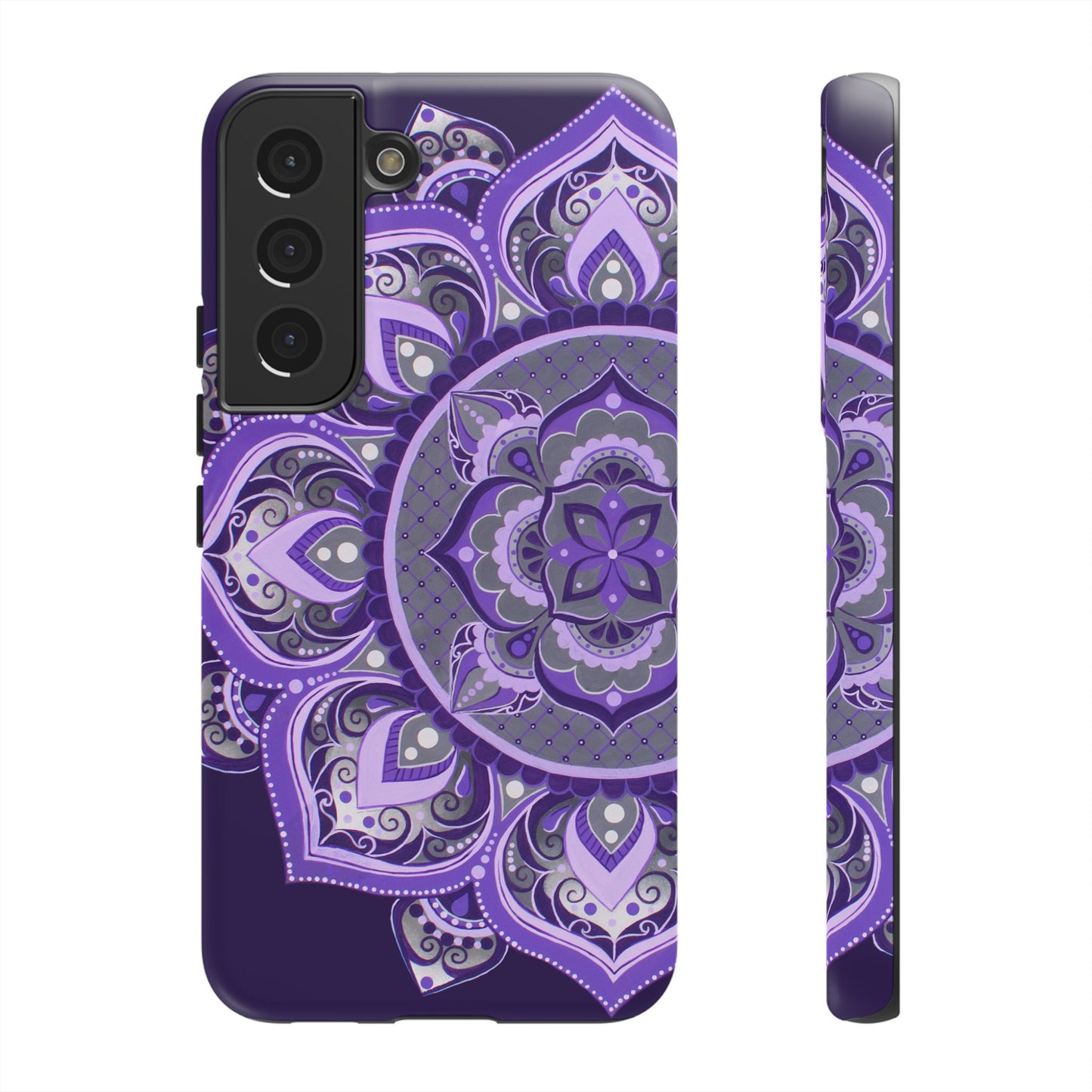 Purple Mandala Tough Phone Case — Protective Floral Boho Phone Cover