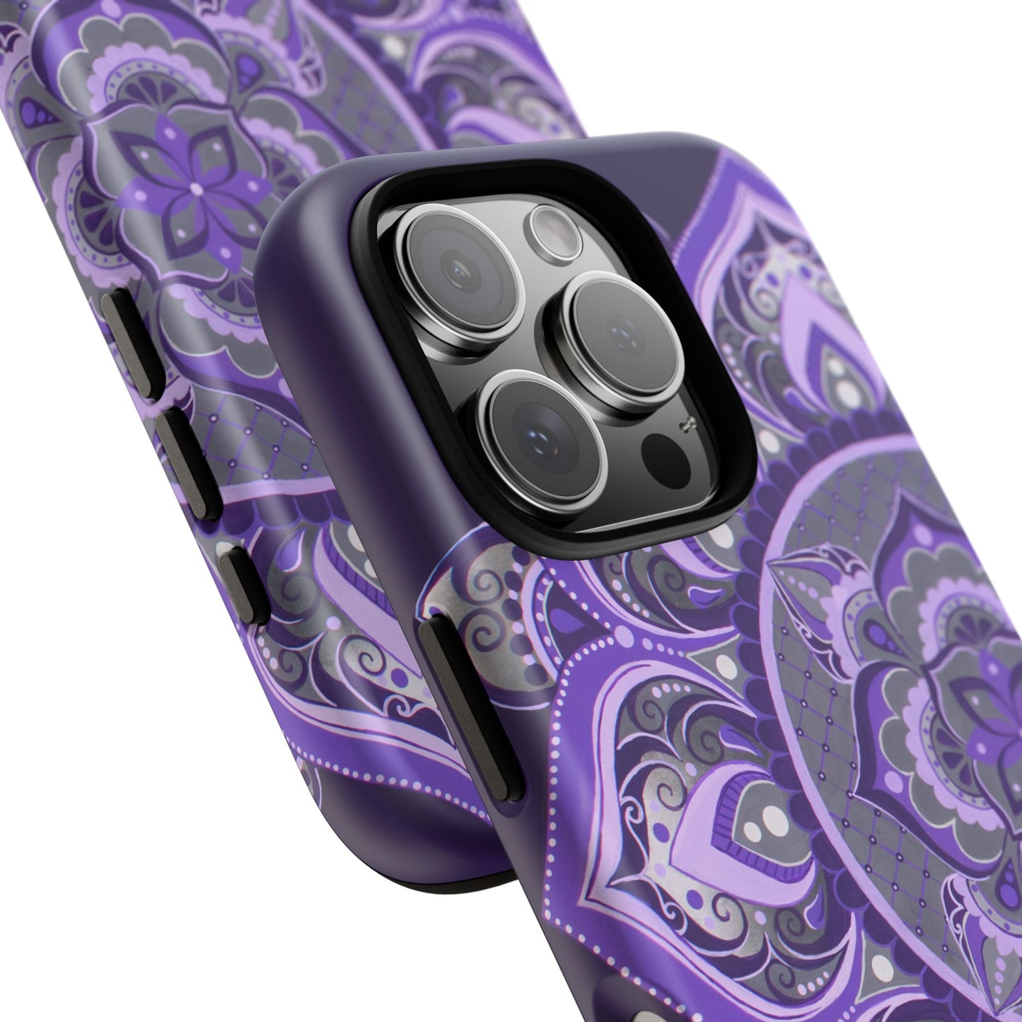 Purple Mandala Tough Phone Case — Protective Floral Boho Phone Cover
