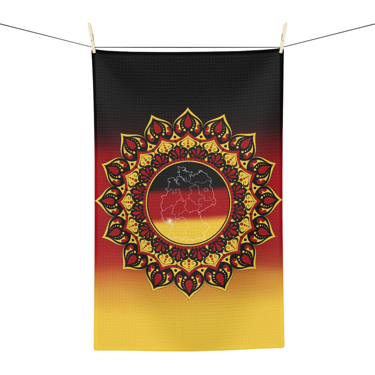 German Flag Mandala Microfiber Tea Towel – Decorative Kitchen Towel with Germany Map