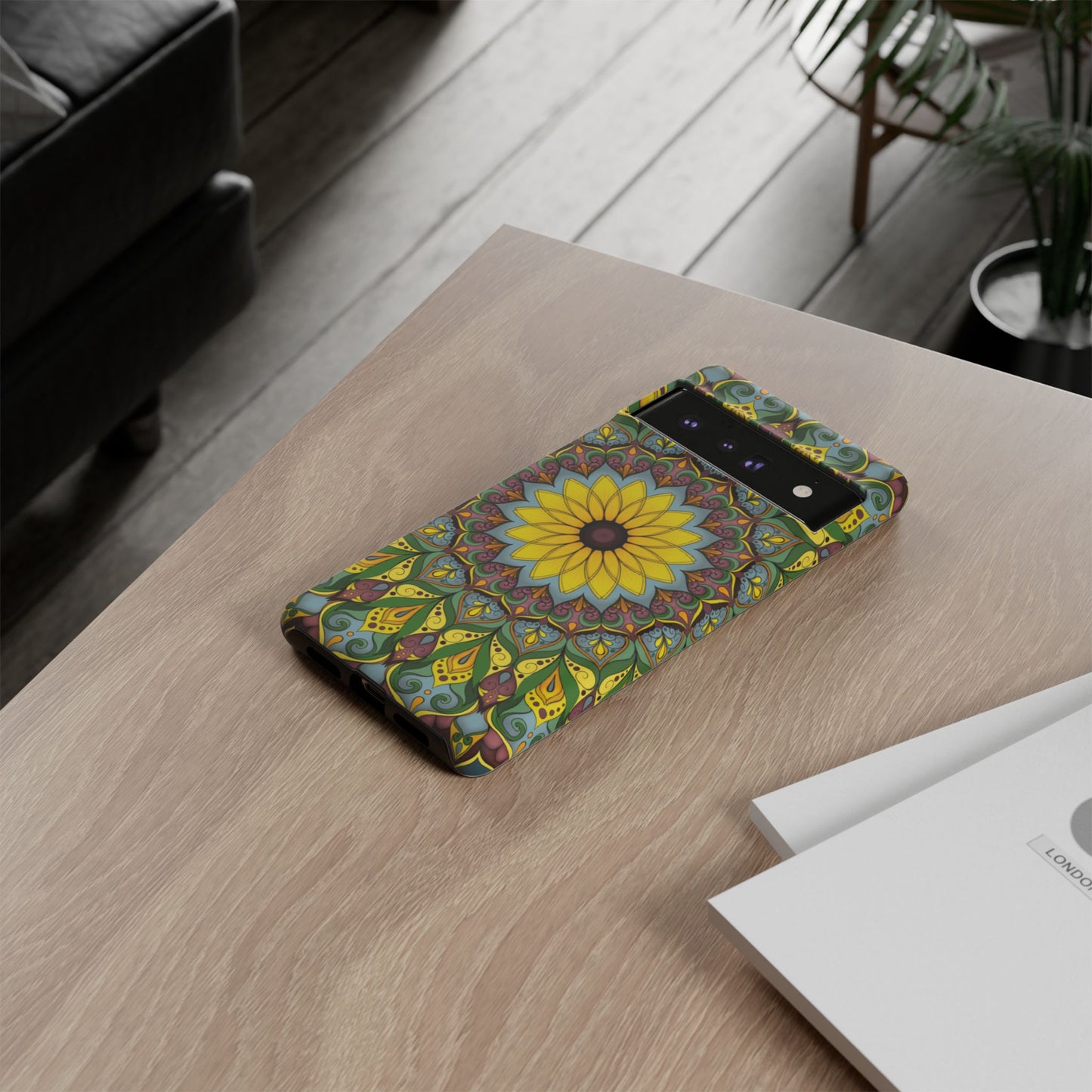 "Black Eyed Susan" Mandala Phone Case — Floral Boho Tough Case