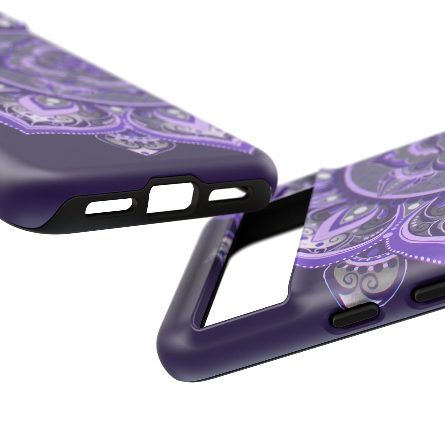 Purple Mandala Tough Phone Case — Protective Floral Boho Phone Cover