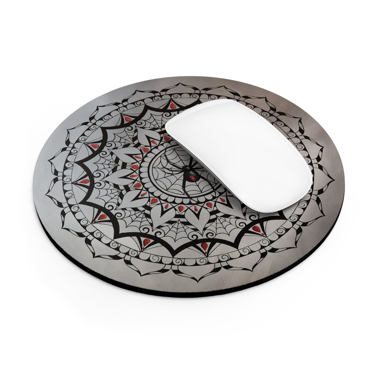 Spiderweb Mandala Mouse Pad — Black & Red