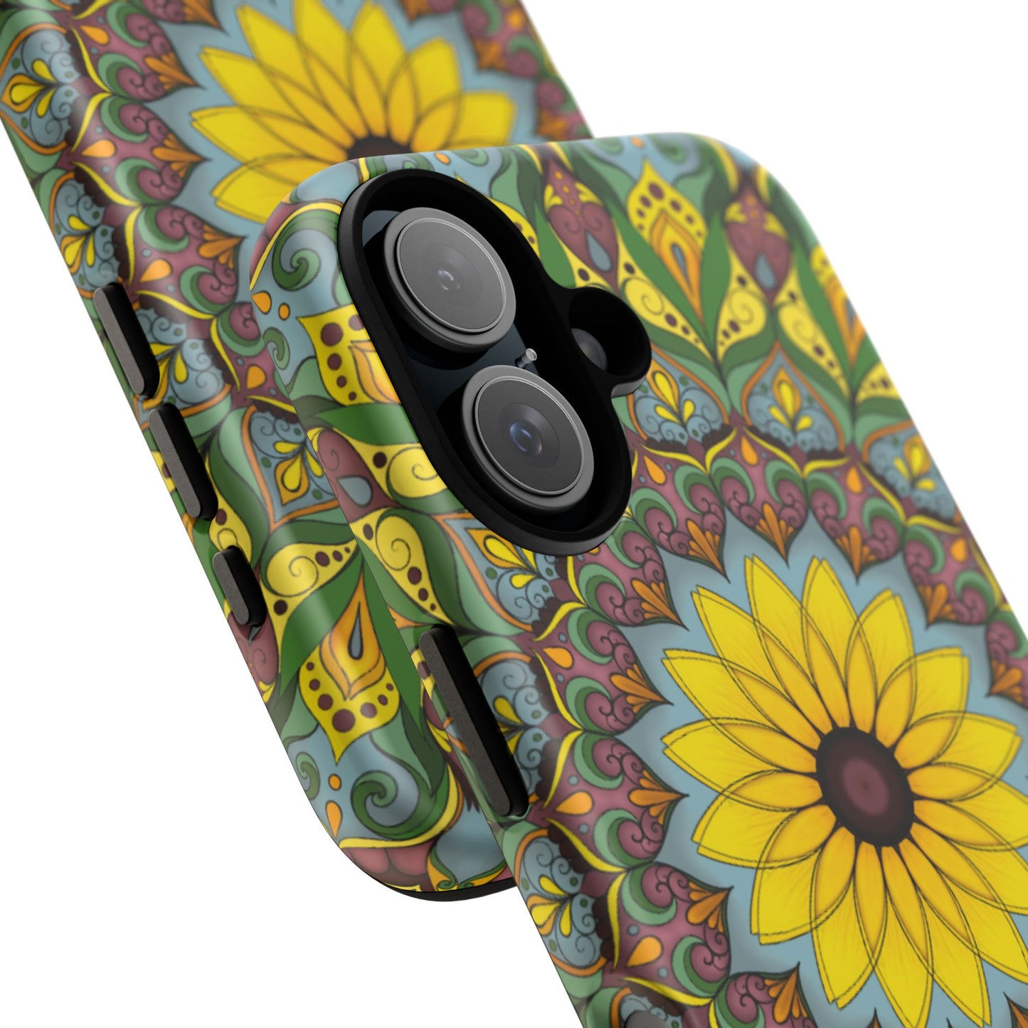 "Black Eyed Susan" Mandala Phone Case — Floral Boho Tough Case