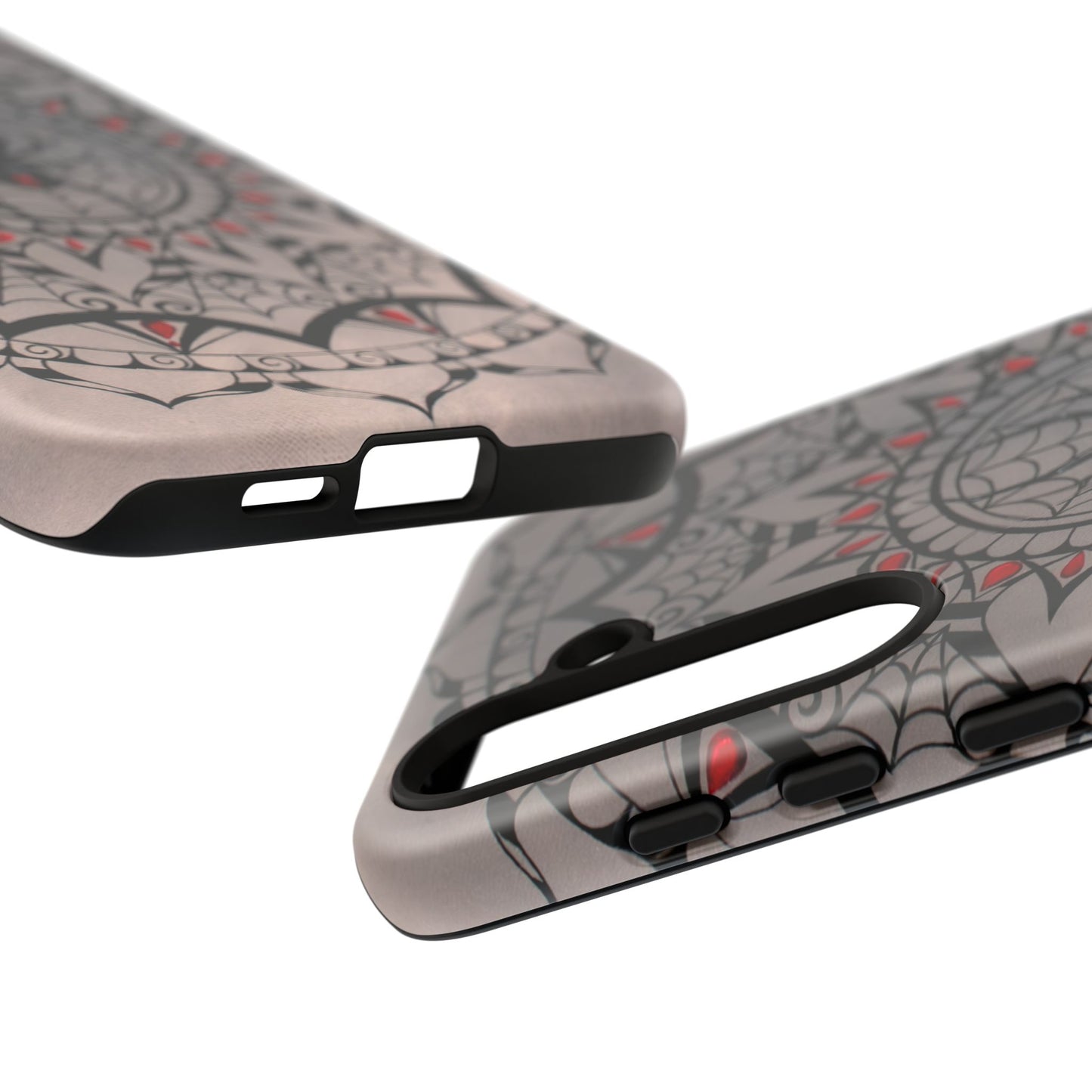 Mandala Spider Tough Phone Case - Gothic Red & Black Protective Cover