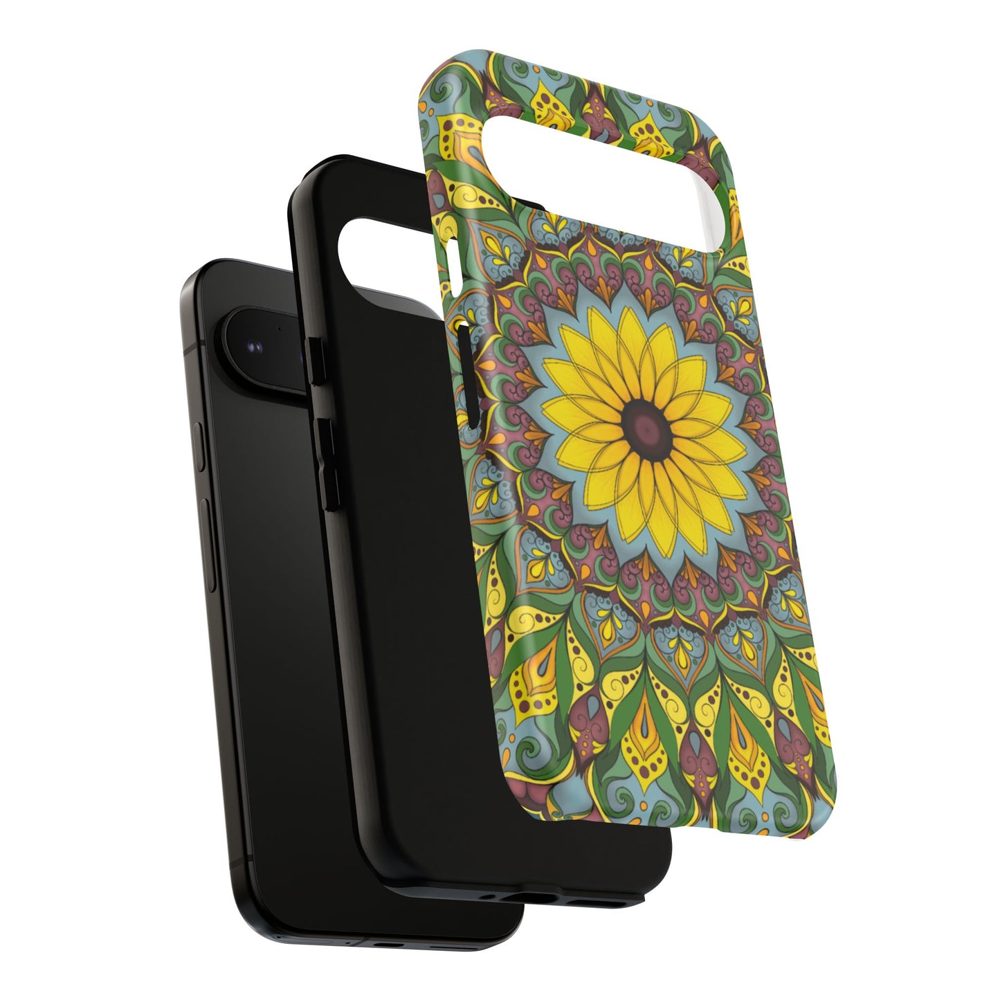 "Black Eyed Susan" Mandala Phone Case — Floral Boho Tough Case