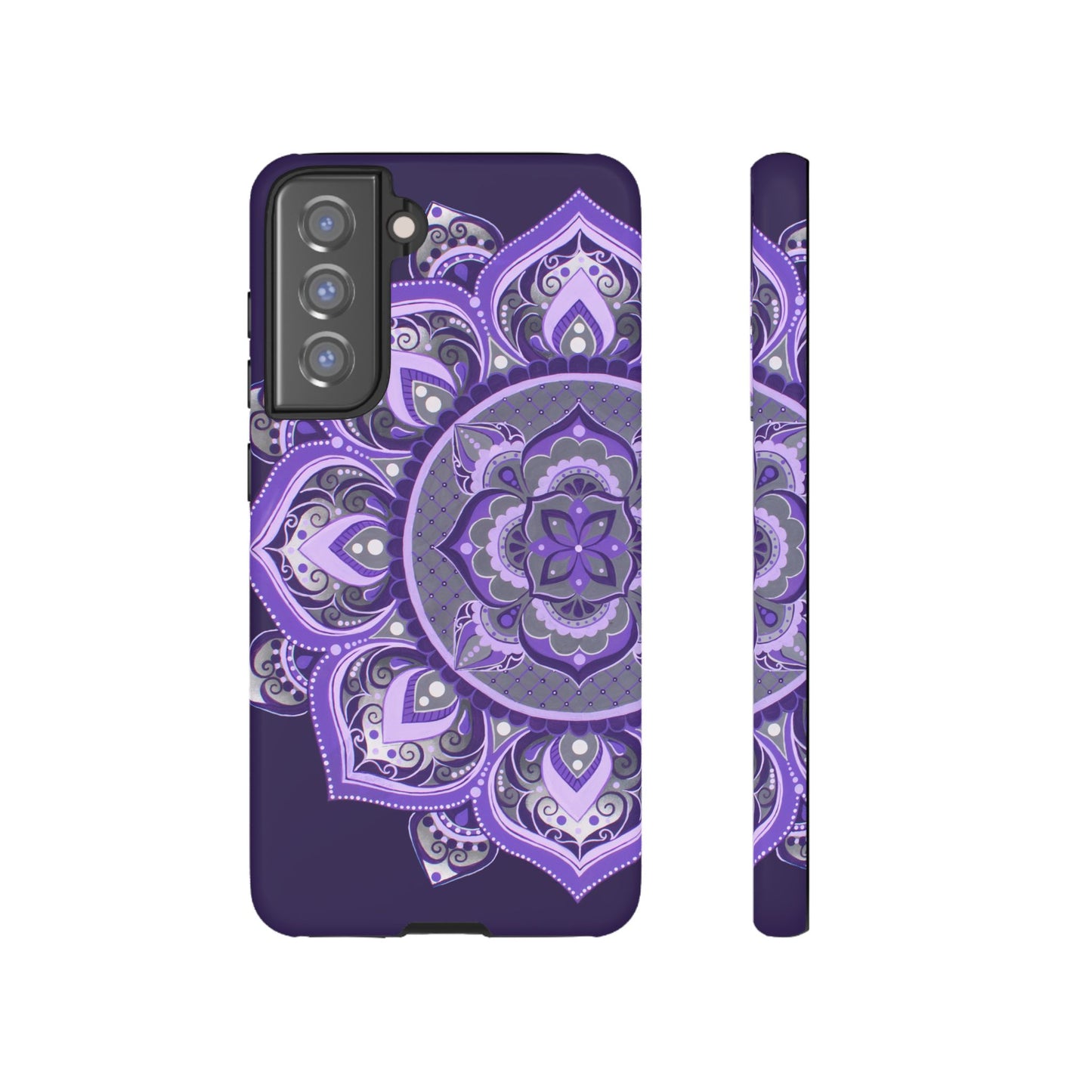 Purple Mandala Tough Phone Case — Protective Floral Boho Phone Cover