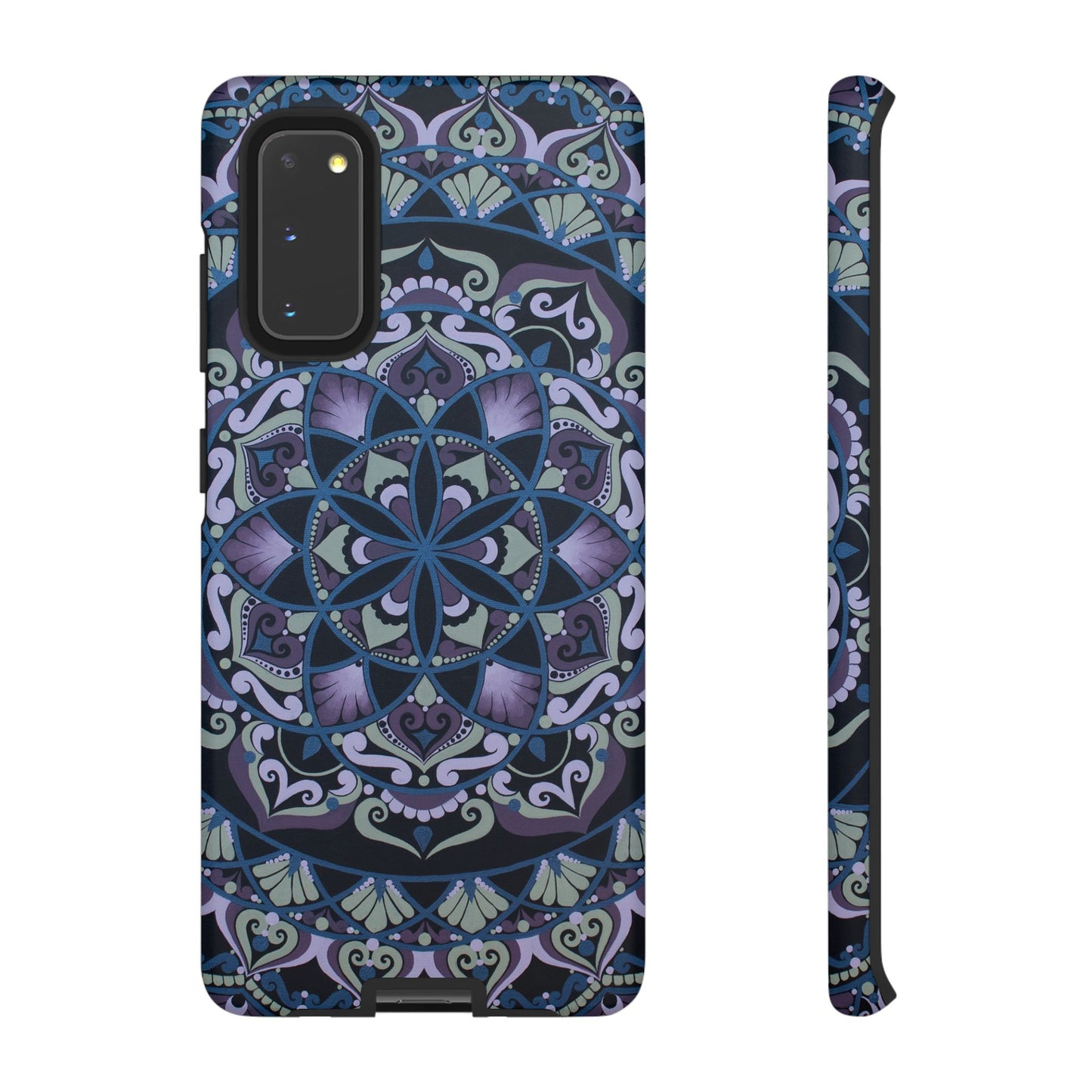 "Wisteria Bloom" Mandala Floral Tough Phone Case — Purple Blue Boho Protective Cover