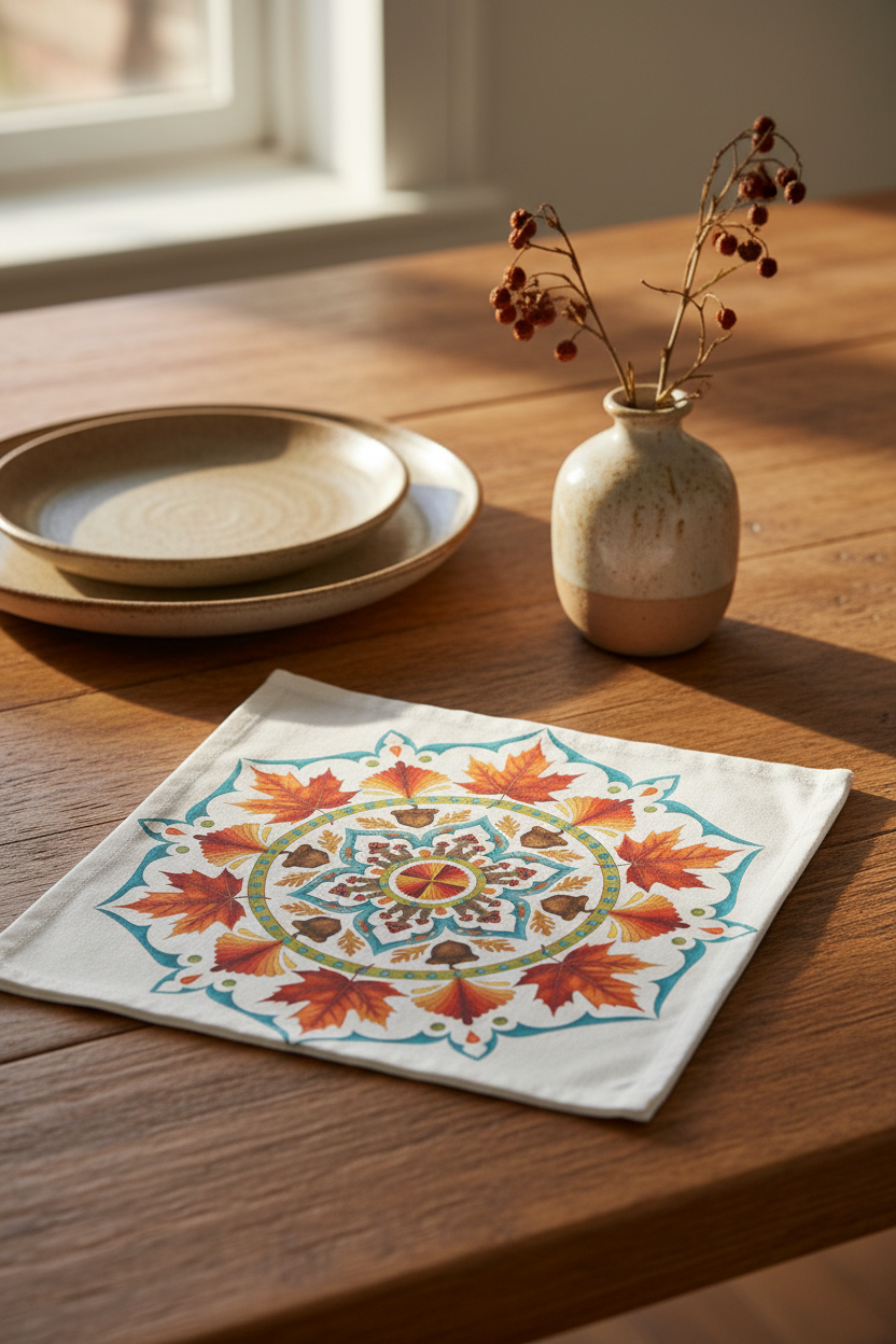 Autumn Mandala Cotton Napkin Lifestyle