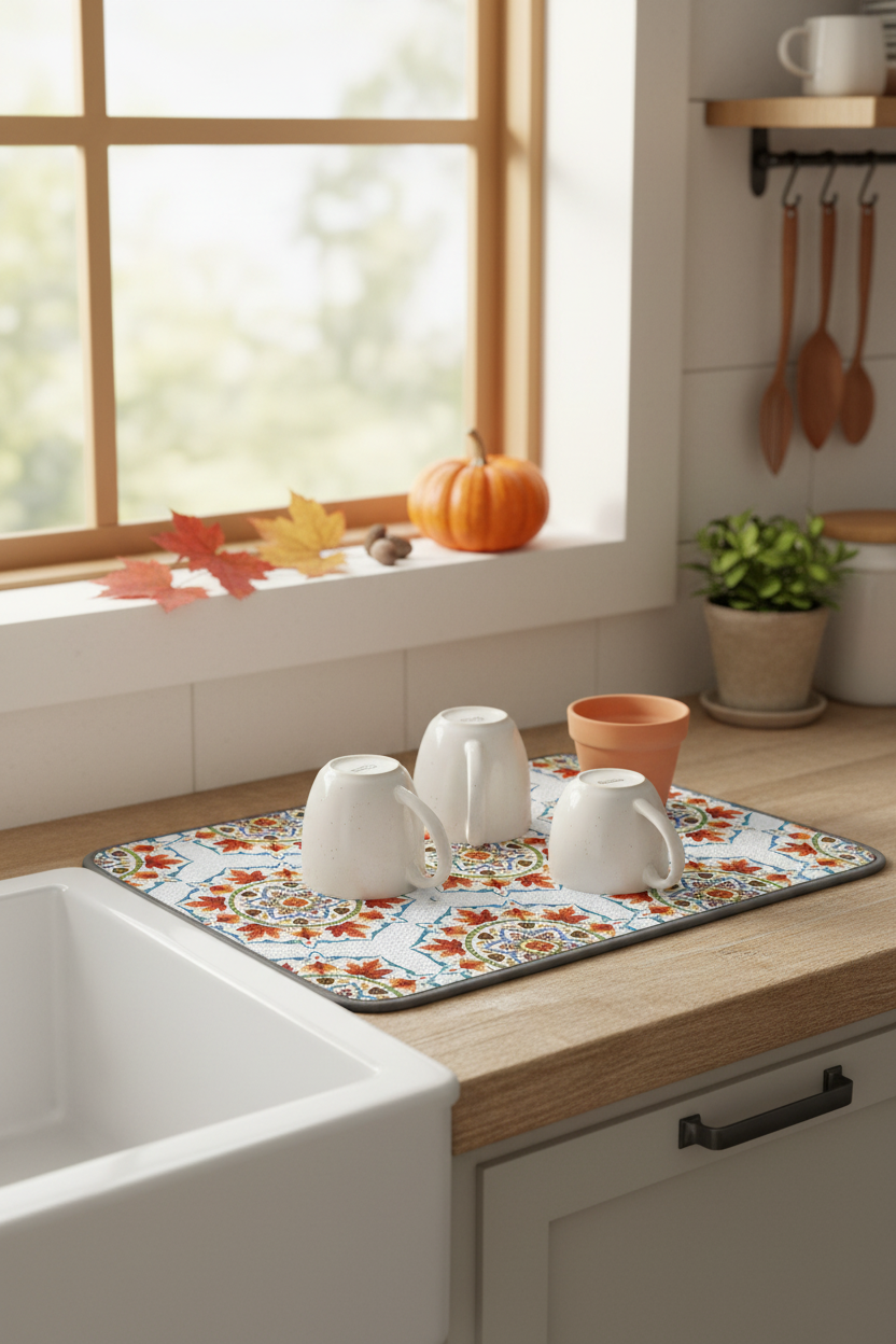 Boho Tile Dish Mat Lifestyle