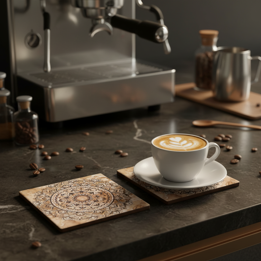 Espresso Beans Mandala Coaster Lifestyle