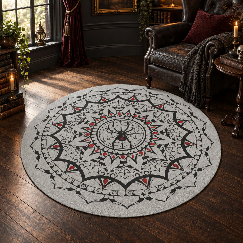 Gothic spiderweb rug lifestyle preview