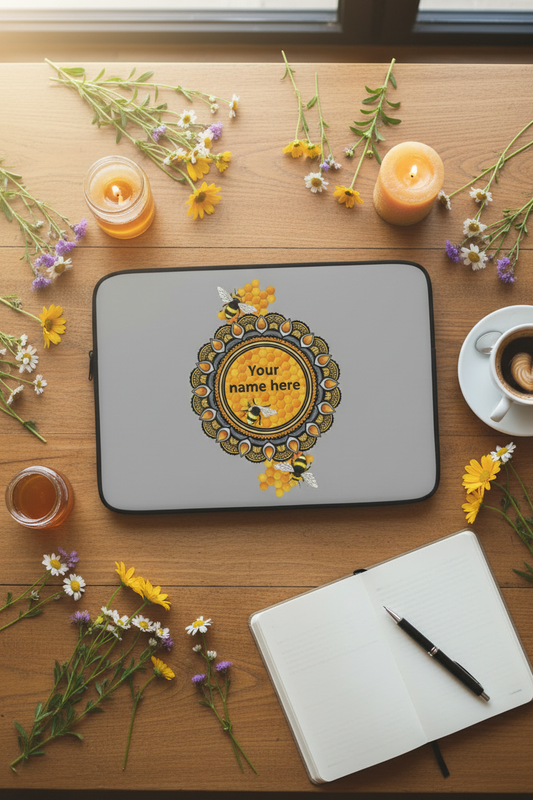 Honeybee Laptop Sleeve Flat Lay