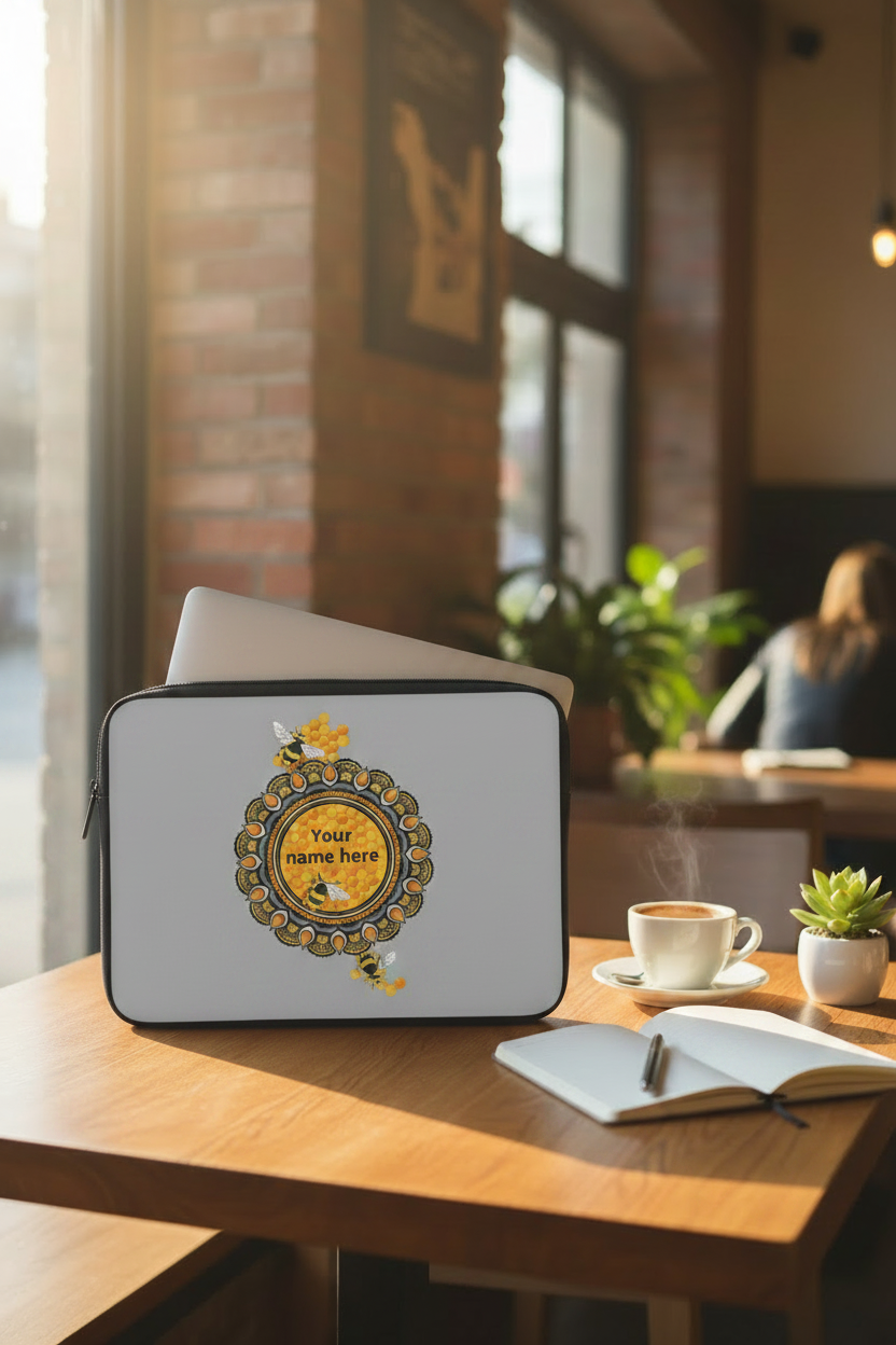 Honeybee Laptop Sleeve Open Lifestyle