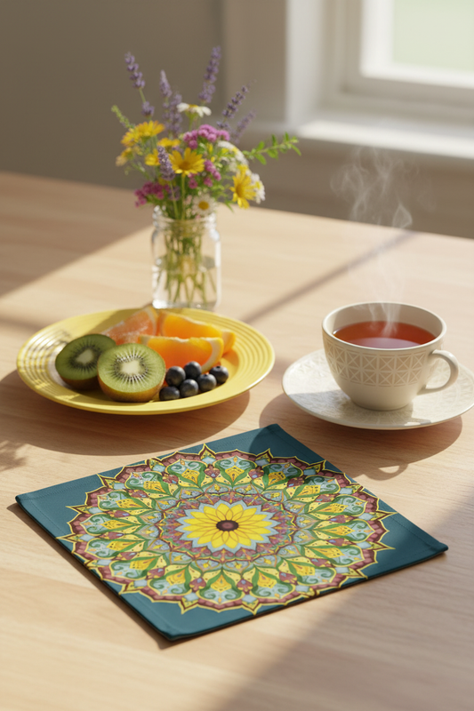 Mandala Sunflower Cotton Napkin Lifestyle