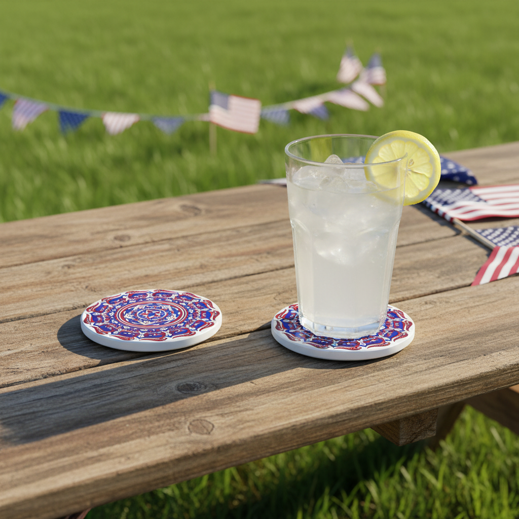 Patriotic Mandala Coaster 250th Anniversary Lifestyle