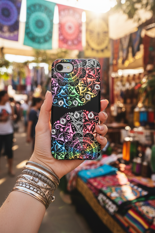 Rainbow Mandala Phone Case Lifestyle
