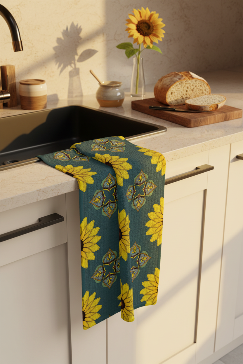 Sunflower Microfiber Tea Towel Lifestyle