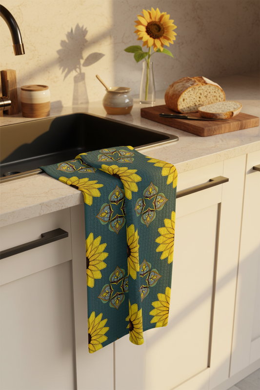 Sunflower Microfiber Tea Towel Lifestyle